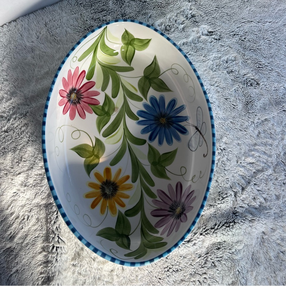 Laurie Gates 2000 Floral Oval Serving Platter - Multicolor Flowers - Picture 3 of 12